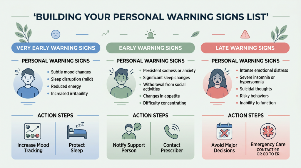 Practical Relapse Prevention Checklist Showing Personal Warning Sign List Structure